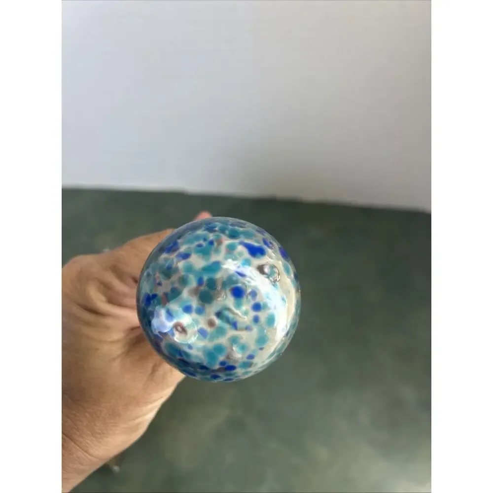 Pier 1 Imports Wine Bottle Stopper Sand Shell Art Glass Blue Orb SKU 2764602